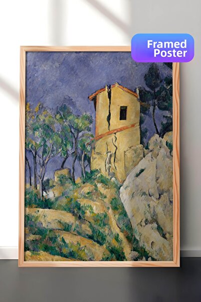 Zestia Πίνακας τοίχου Paul Cézanne με ξύλινο πλαίσιο, Σπίτι με ραγισμένο τοίχ...