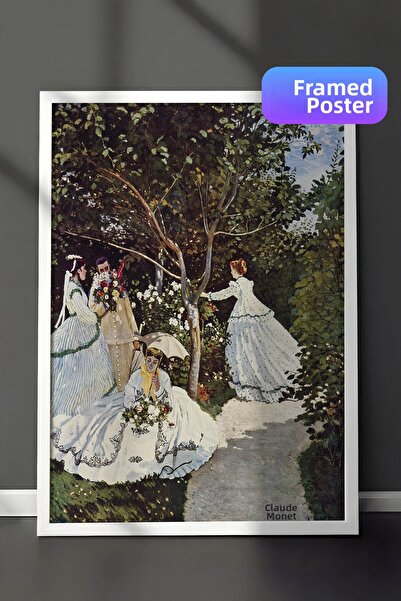 Zestia Pictură de perete Claude Monet în ramă albă, Femei în grădină, Nr.: 20528