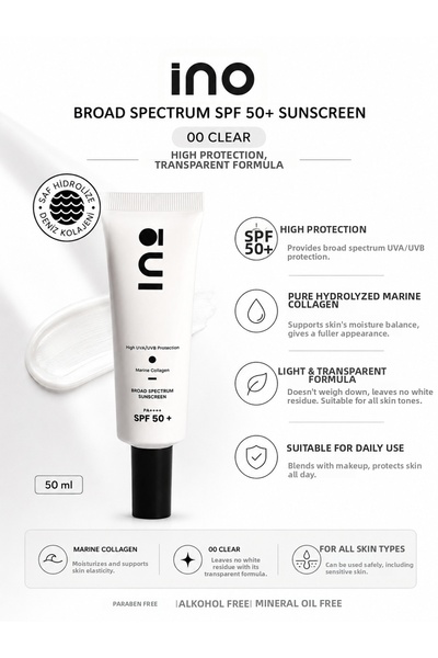 inobeauty كريم واقي من الشمس بروارد سبيكتروم SPF 50+ 00 كلير 50 مل - يعزز حاج...