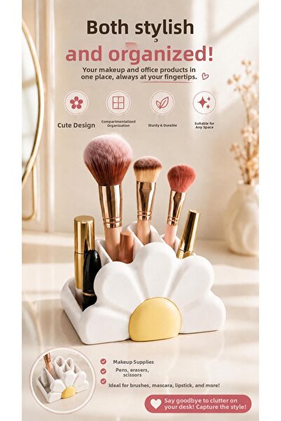 ÜÇ BOYUT ATÖLYE Floral Patterned Tabletop/Makeup Organizer