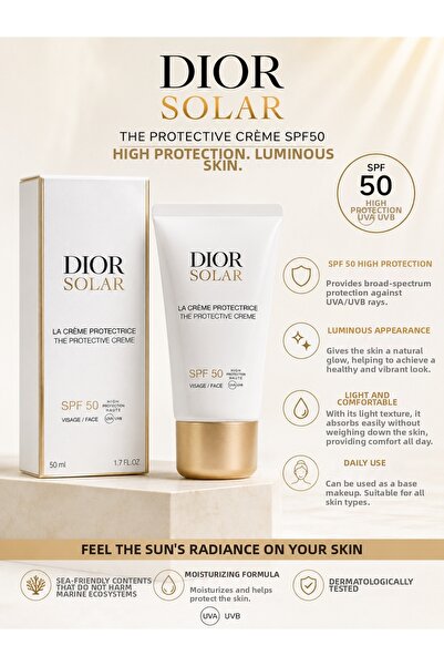 Dior High Sun Protection, Moisturizing Sunscreen Care Cream Spf50+ 50ml