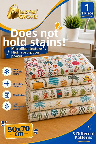 Naym Store Microfiber Kitchen Towel, Food Cover, Drying Cloth, 5 Patterns, 70...