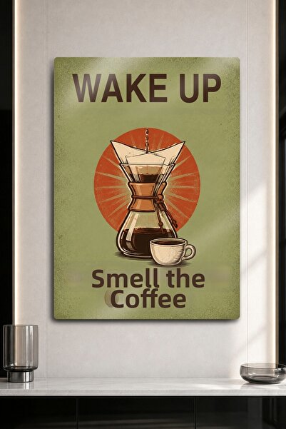 DekorHane Metal Print - Wake up Smell the Coffee Chemex Filter Coffee Green R...
