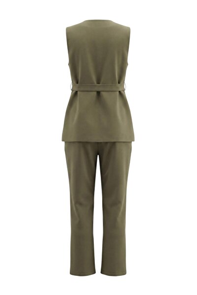 Trendyol Modest Χακί Κανονικό Φινίκε Απλό Υφαντό Σετ Εσωτερικής και Εξωτερική...