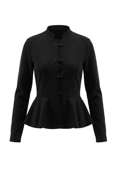 Trendyol Collection Black Thick Fleece Inside Button Detailed Stand Collar Pe...