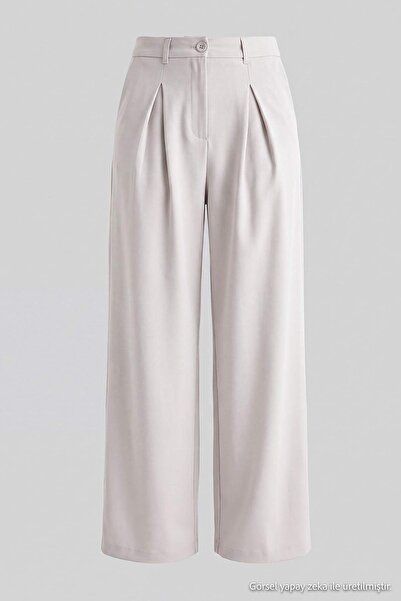 Trendyol Collection Beige a Pleated Wide Leg Fabric Trousers Twoaw27Pl00035