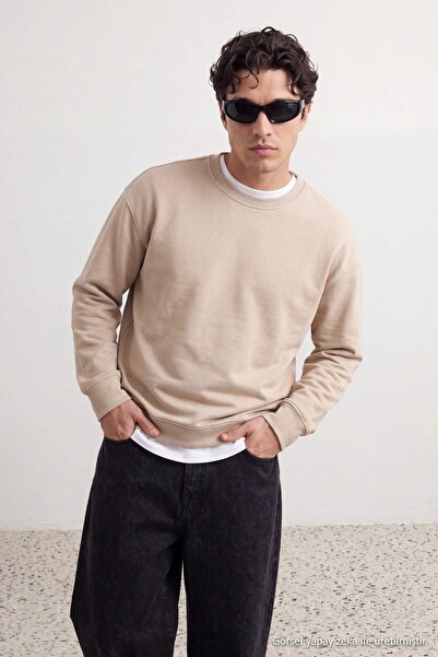 Trendyol Collection Stone Oversize/Relaxed Fit Basic Sweathirt Tmnaw27Sw00024