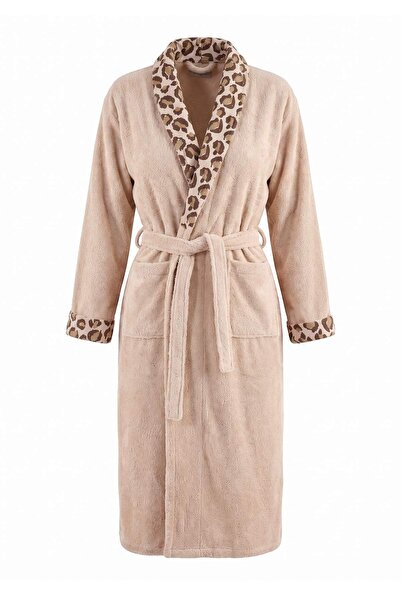 TRENDYOLMİLLA HOME 100% Cotton Leopard Jacquard Bathrobe Tphaw27Nz00006