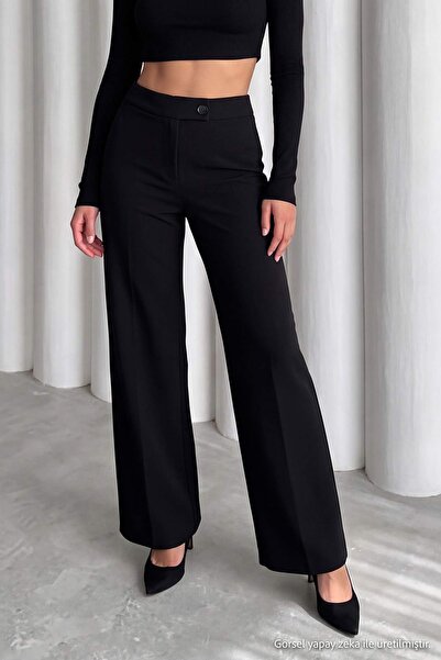 Trendyol Collection Black V Waist Flare Fabric Pants Twoaw27Pl00034