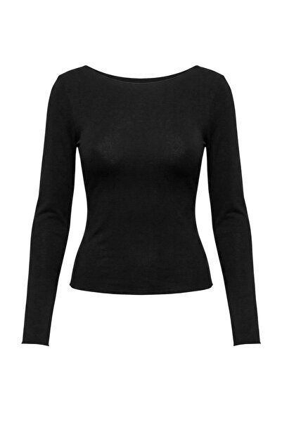 Trendyol Collection Black Cashmere Blended Transparent Fitted/Bodycon Boat Ne...