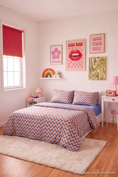 TRENDYOLMİLLA HOME Doppelbett-Bettwäsche-Set mit elastischen Laken im Retro-S...
