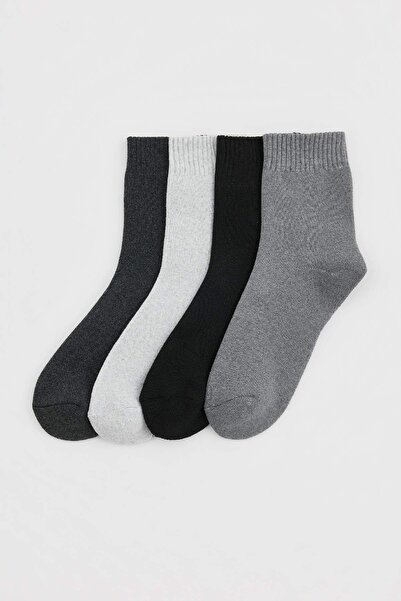Trendyol Collection Black-Anthracite-Dark Gray-Grey Unisex 4-Pack Socket Leng...