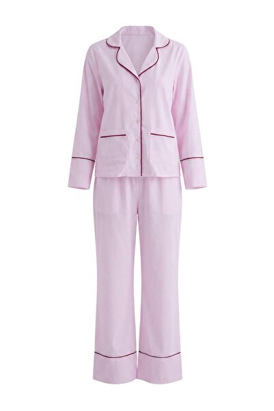 Trendyol Collection Pink Striped Poplin Woven Pajama Set Thmaw27Pt00082