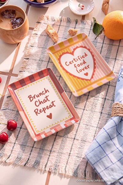 TRENDYOLMİLLA HOME 2-Piece Food Lover Porcelain Presentation Plate 13Cmx18Cm ...