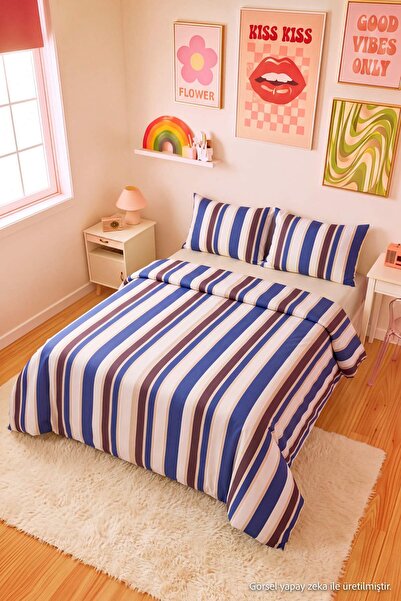 TRENDYOLMİLLA HOME Σετ Παπλωματοθήκη Διπλού Μεγέθους Εύκολο στο Σιδέρωμα Καρό...