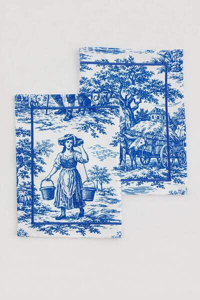 TRENDYOLMİLLA HOME 2er-Set im Vintage-Stil, digital bedruckter amerikanischer...