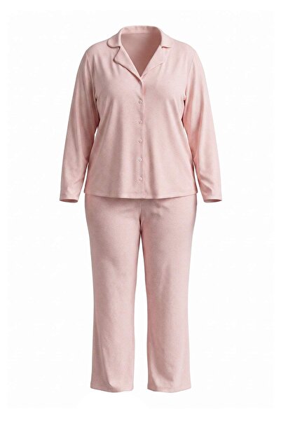 Trendyol Curve Powder 100% Cotton Printed Knitted Pajamas Set Tbbaw27Ai00015