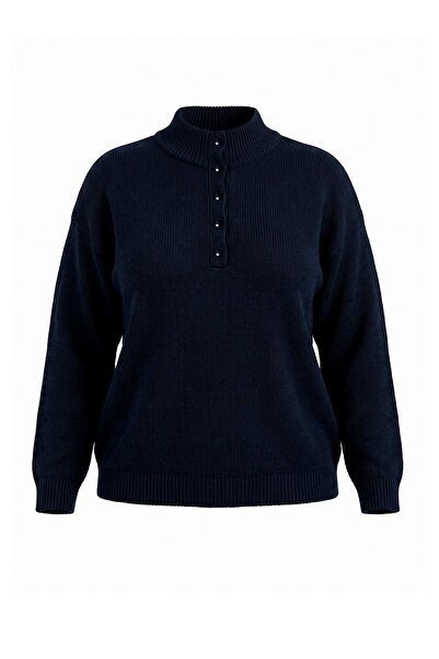 Trendyol Curve Wardrobe Essentials Marineblauer Pullover aus weichem, struktu...