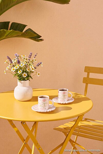 TRENDYOLMİLLA HOME Set of 2 Tulip Patterned Cups 90 Cc Tphaw27Kfc00007