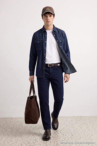 TRENDYOL MAN Gece Mavisi Regular Fit Erkek Jeans TMNAW27JE00012