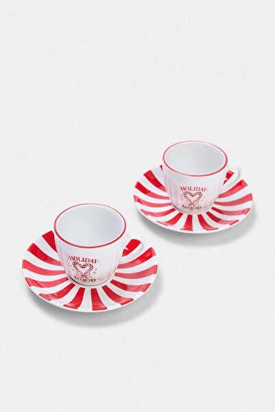 TRENDYOLMİLLA HOME 2-teiliges Holiday Mood gemustertes Kaffeetassen-Set 90 cc...