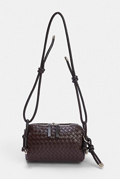 TRENDYOL SHOES Brown Knitted Detailed Women's Mini Shoulder Bag Takss26Oc00088