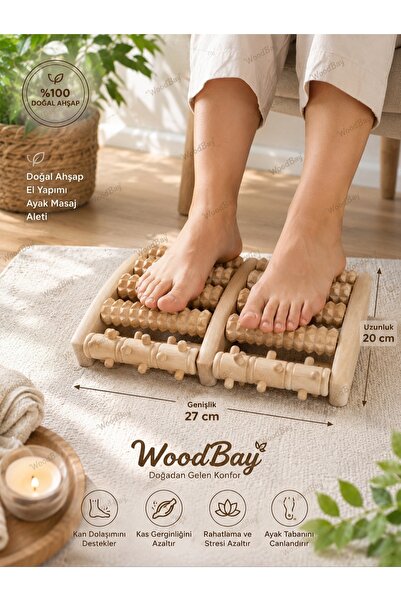 WoodBay Ahşap Silindirli Ayak Masaj Aleti – Doğal Refleksoloji Masaj Rollerı ...