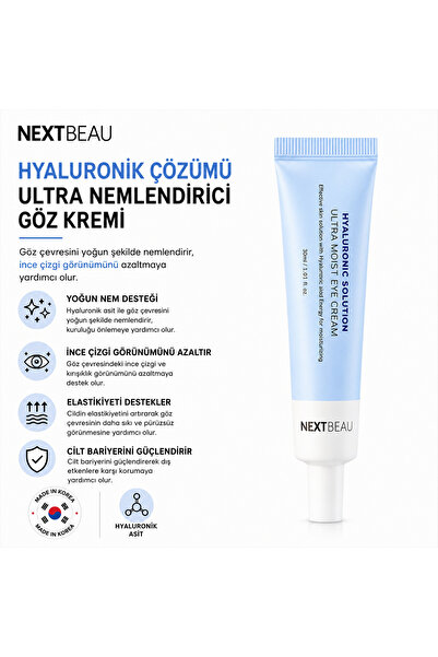 NEXTBEAU Hyaluronic Asit Yoğun Nemlendirici Göz Çevresi Bakım Kırışıklık Karş...
