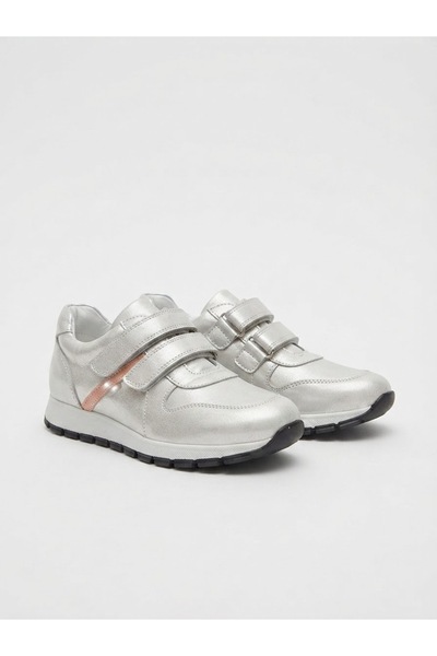 nuh kids Genuine Leather Shiny Silver Color Daily Orthopedic Girls' Shoes