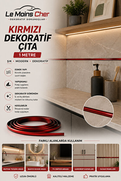 Le Moins Cher Kırmızı Dekoratif 1 Metre Nikelaj Yapışkanlı Çıta Torpido Araç ...