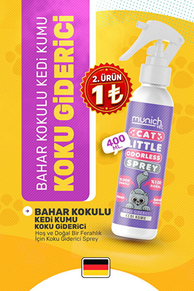 Munich Vet Doğal Bahar Kokulu Kedi Kumu Koku Giderici Sprey 400 ml