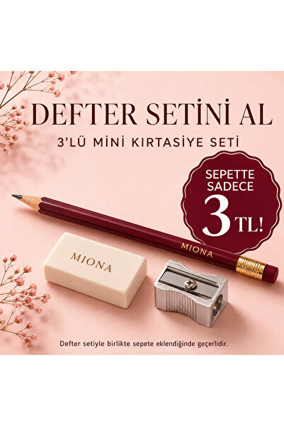 Miona Kalem, Kalemtraş , Silgi 3’lü Set ( promosyon üründür) okul defter