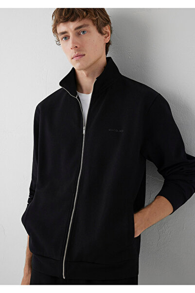 Mavi M0S10628 Black Logo Printed Zippered Men's Sweatshirt Black