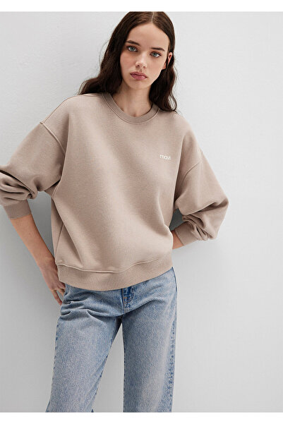 Mavi Beigefarbenes Sweatshirt mit Logo-Print 1S10490-70344