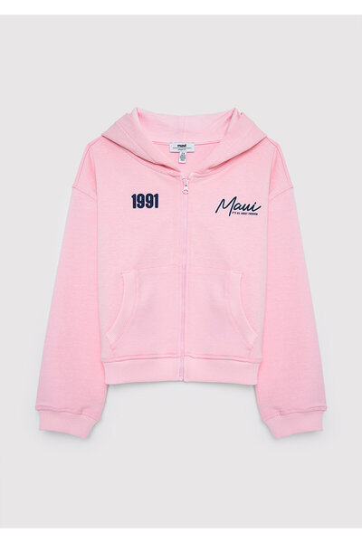 Mavi Kapüşonlu Pembe Sweatshirt 7S10188-86953