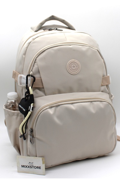 Bevitton Satin Waterproof Fabric Beige Color Large Size Unisex School Backpac...