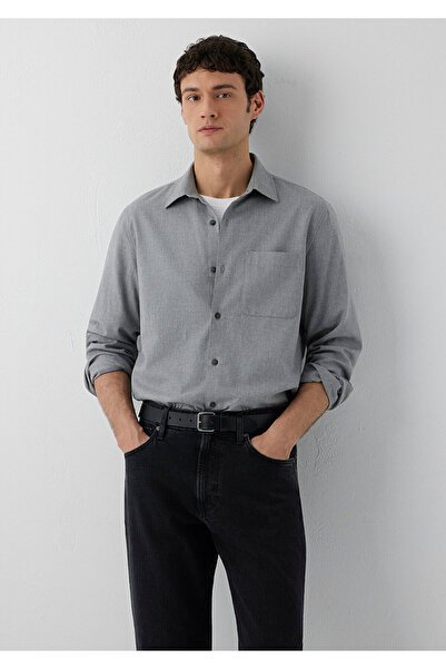 Mavi Cepli Gri Gömlek Regular Fit / Normal Kesim 0212023-80018