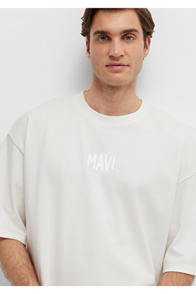 Mavi Tricou Ecru cu Logo Imprimat, Croială Oversize / Largă 0613581-70057