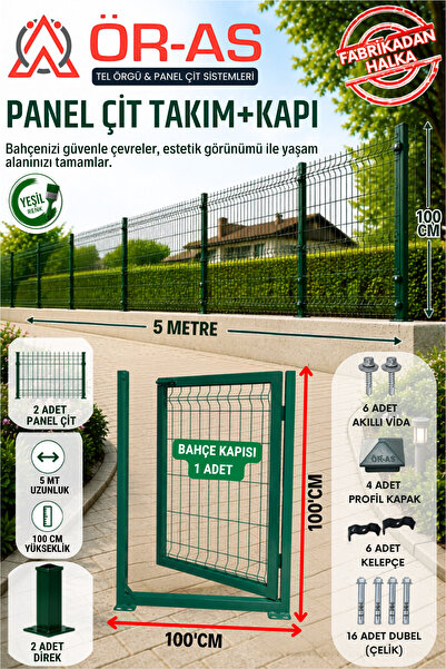 ÖR-AS TEL ÖRGÜ & PANEL ÇİT SİSTEMLERİ Panel Çit Takım ( 100 Cm Yükseklik 5 Mt...