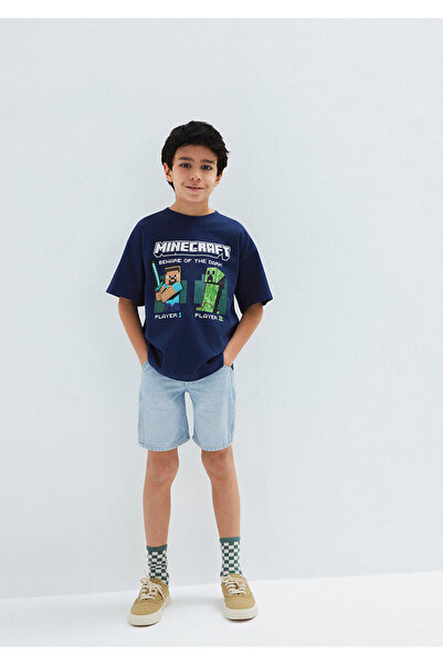 Mavi Minecraft Printed Navy Blue T-Shirt Oversize / Wide Cut 6610475-70491