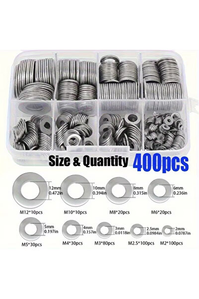 Choice 400pcs 200/400pcs Stainless Steel Flat Washers Set (M2-M12) – Home DIY...