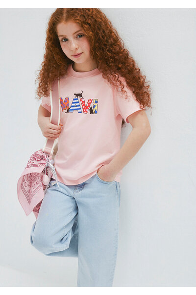 Mavi Logo Printed Pink T-Shirt Loose Fit / Relaxed Comfortable Cut 7610426-71007