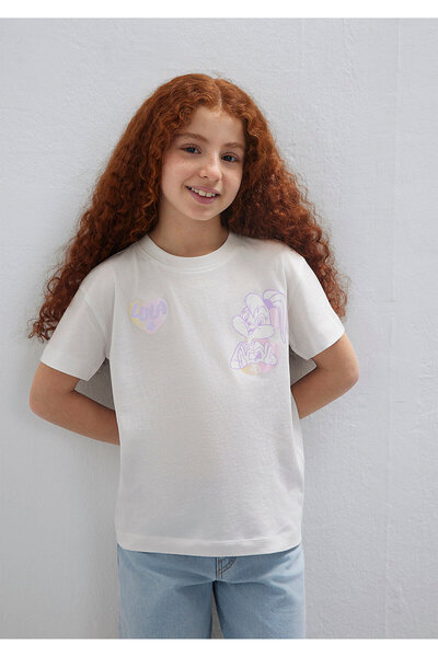 Mavi Lola Bunny Printed Ecru T-Shirt Loose Fit / Relaxed Comfortable Cut 7610...