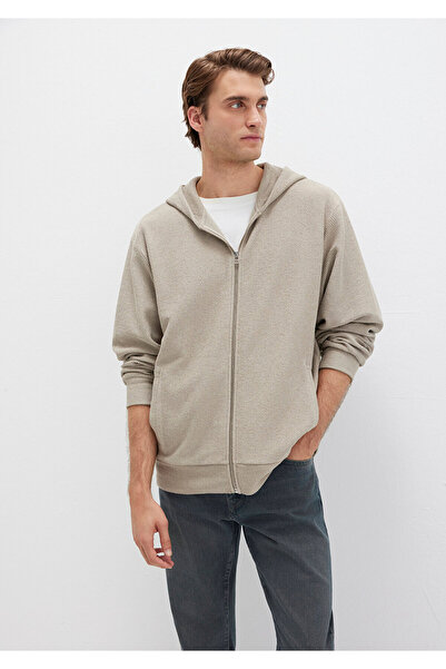 Mavi Beigefarbenes Sweatshirt mit Kapuze und Reißverschluss 0S10520-70154