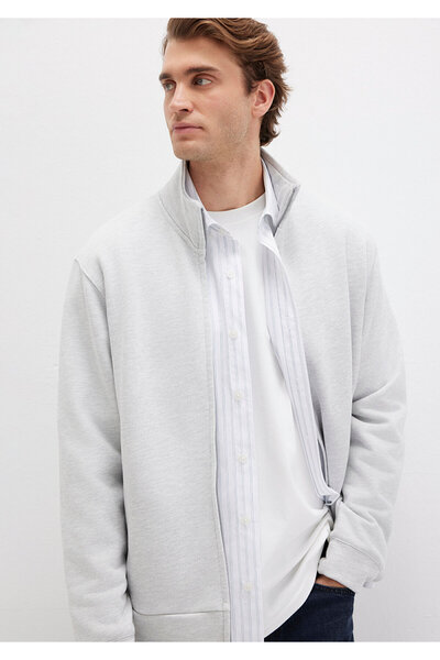 Mavi High Collar Zippered Gray Sweatshirt 0S10377-82498