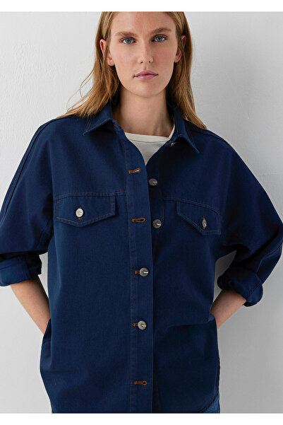 Mavi Pocket Detailed Navy Blue Shirt Oversize / Wide Cut 1211181-82318