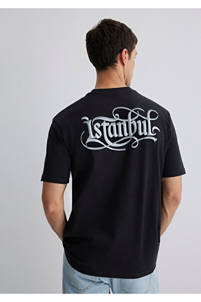 Mavi Tricou negru cu imprimeu Istanbul, cu croiala largi / largi, confortabil...