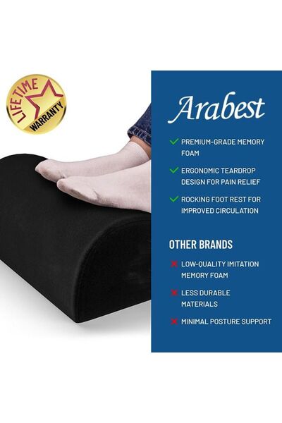 Arabest مسند قدم مريح للاستخدام تحت المكتب، لتخفيف الألم طوال اليوم، دعم للساق، مصنوع من الفوم ذو الذاكرة، للاستخدام المكتبي