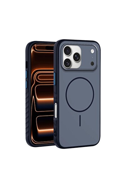 Zebana Apple iPhone 17 Pro Max Uyumlu Kılıf Mono M-Safe Silikon Kılıf Lacivert