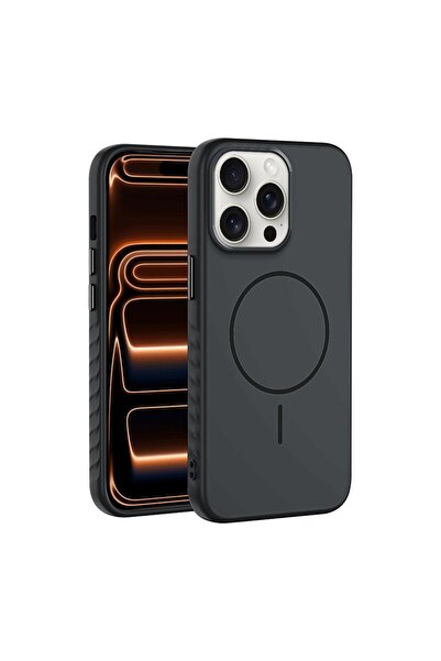 Zebana Apple iPhone 13 Pro Max Uyumlu Kılıf Mono M-Safe Silikon Kılıf Siyah